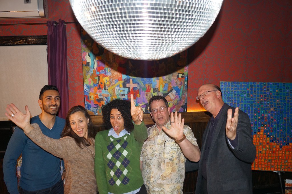 Did we mention there was a disco ball?? From left to right this is Vik, Mary, Angela, Ray, and Dan - see the whole team here!