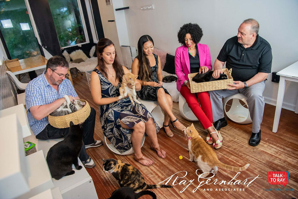 From Left to Right: Ray, Ruth, Krystin, Angela, & John, Real Estate Agents, Ray Gernhart & Associates at Crumbs & Whiskers, Washington, D.C.